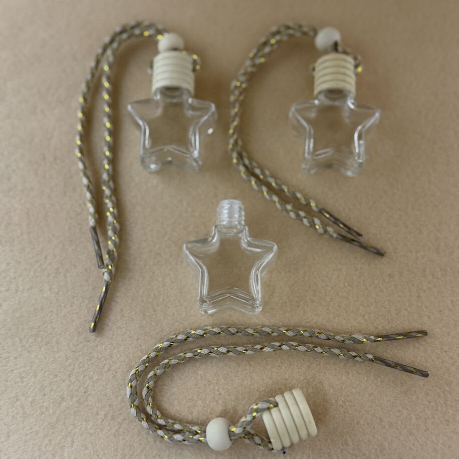 10ml İpli Oda Araba Kokusu Yıldız Model Cam Şişe (100 Adet)
