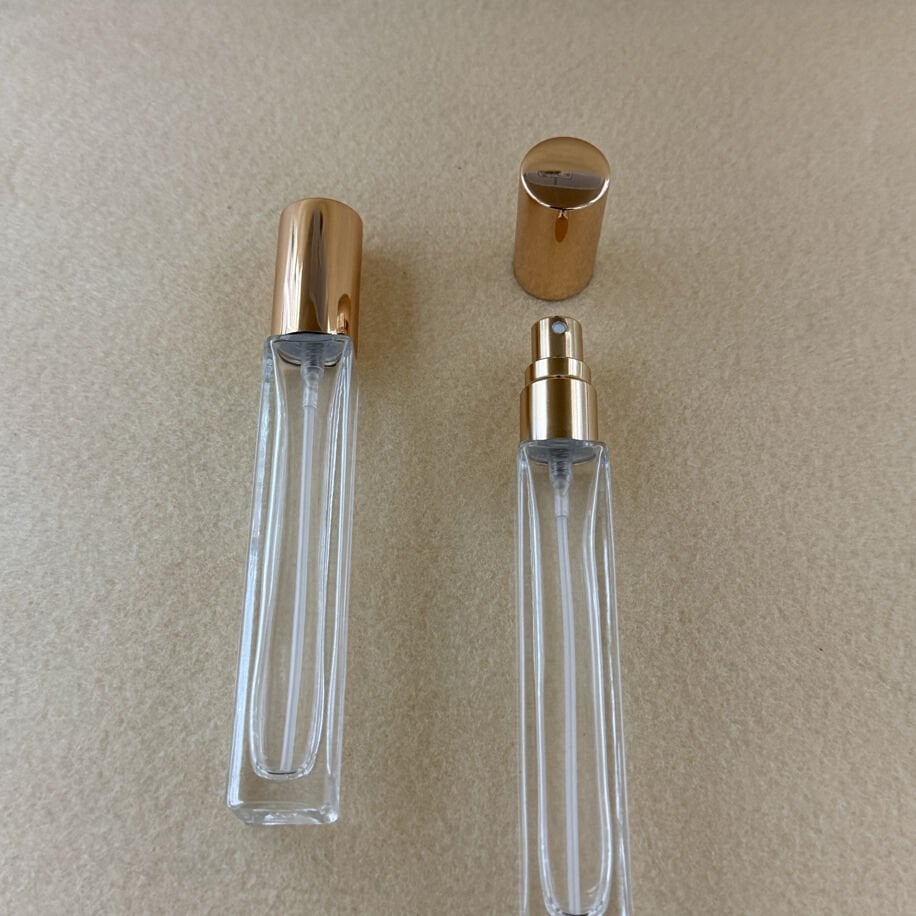 10ml 12cm Kare Sprey Başlıklı Cam Şişe Rose Kapak (100 Adet)
