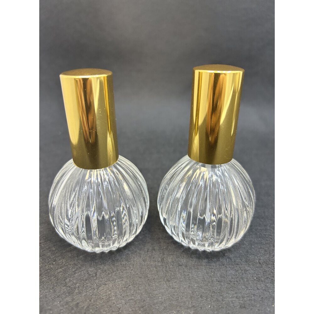 50 ml Gold Kapaklı Sprey Başlıklı Çizgili Cam Şişe
