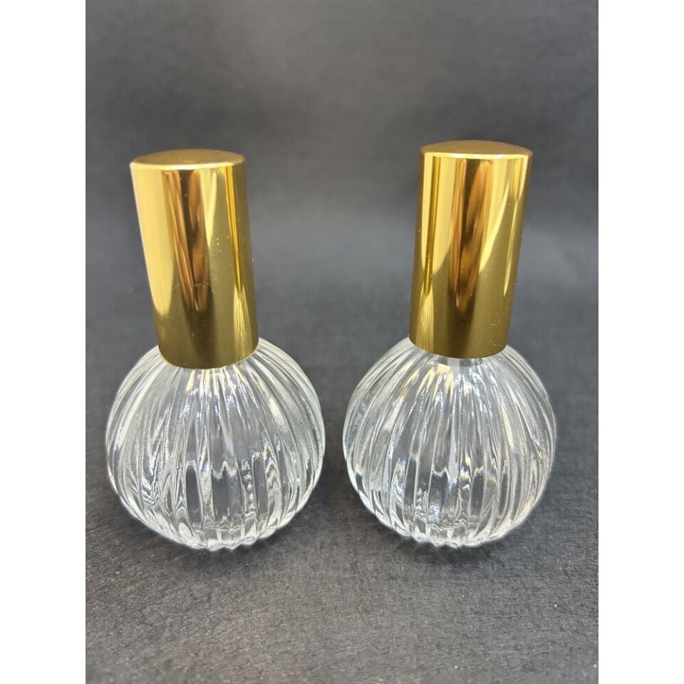 50 ml Gold Kapaklı Sprey Başlıklı Çizgili Cam Şişe