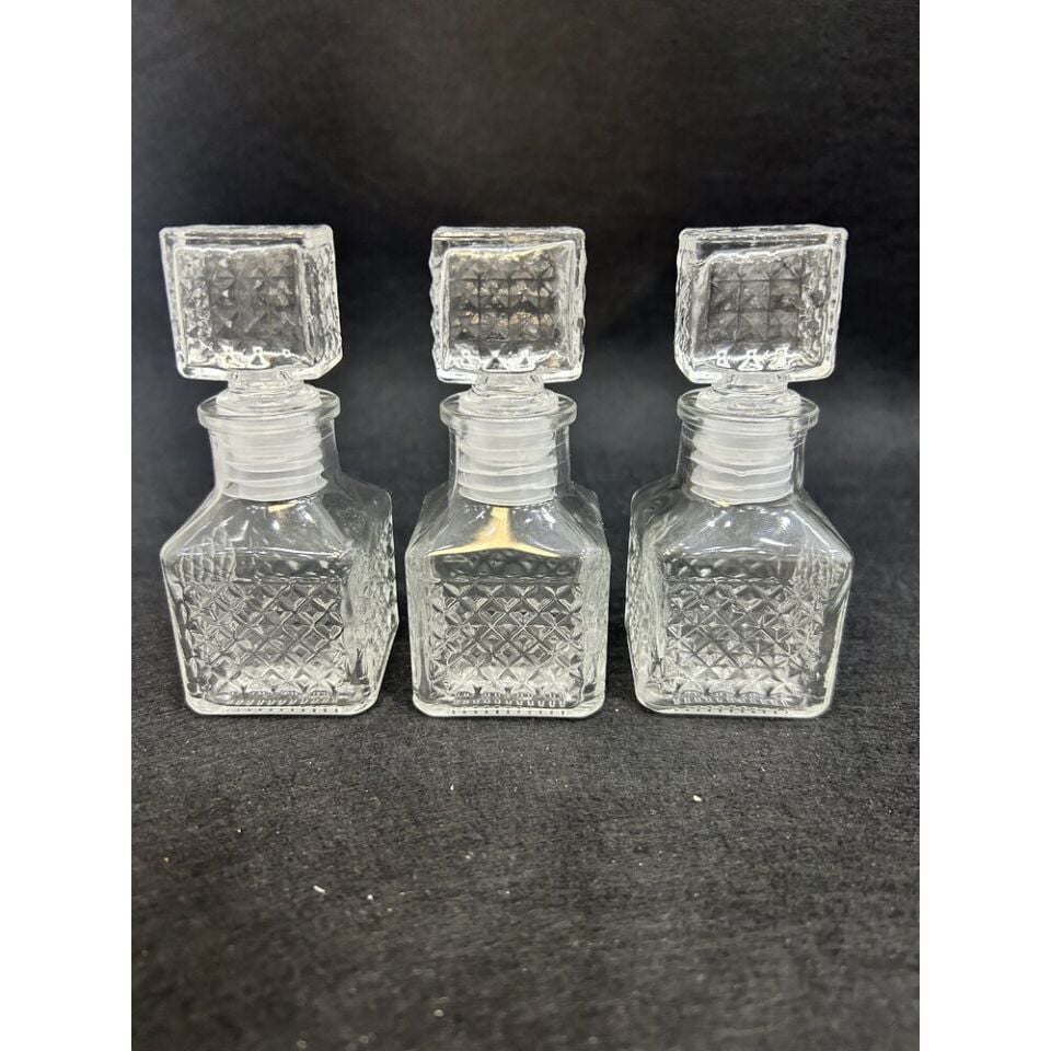 50ml Kare, Kapaklı Cam Kolonya Şişesi