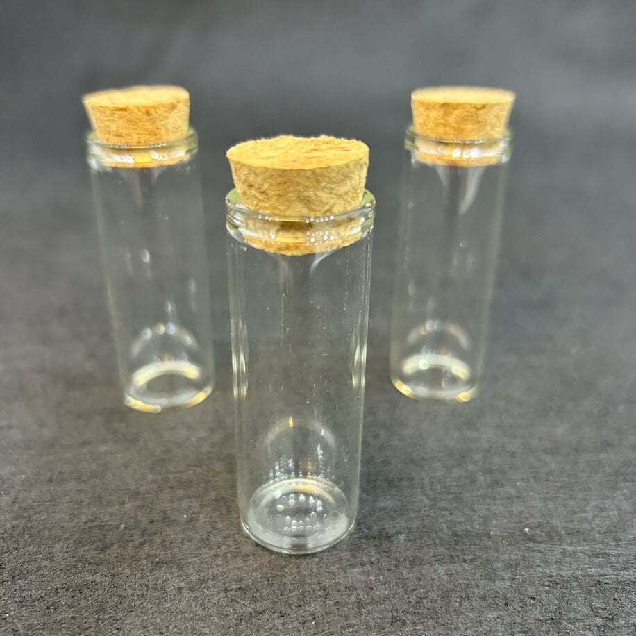 6cm Mantar tıpalı cam tüp şişe (1 Kutu 300 Adet)