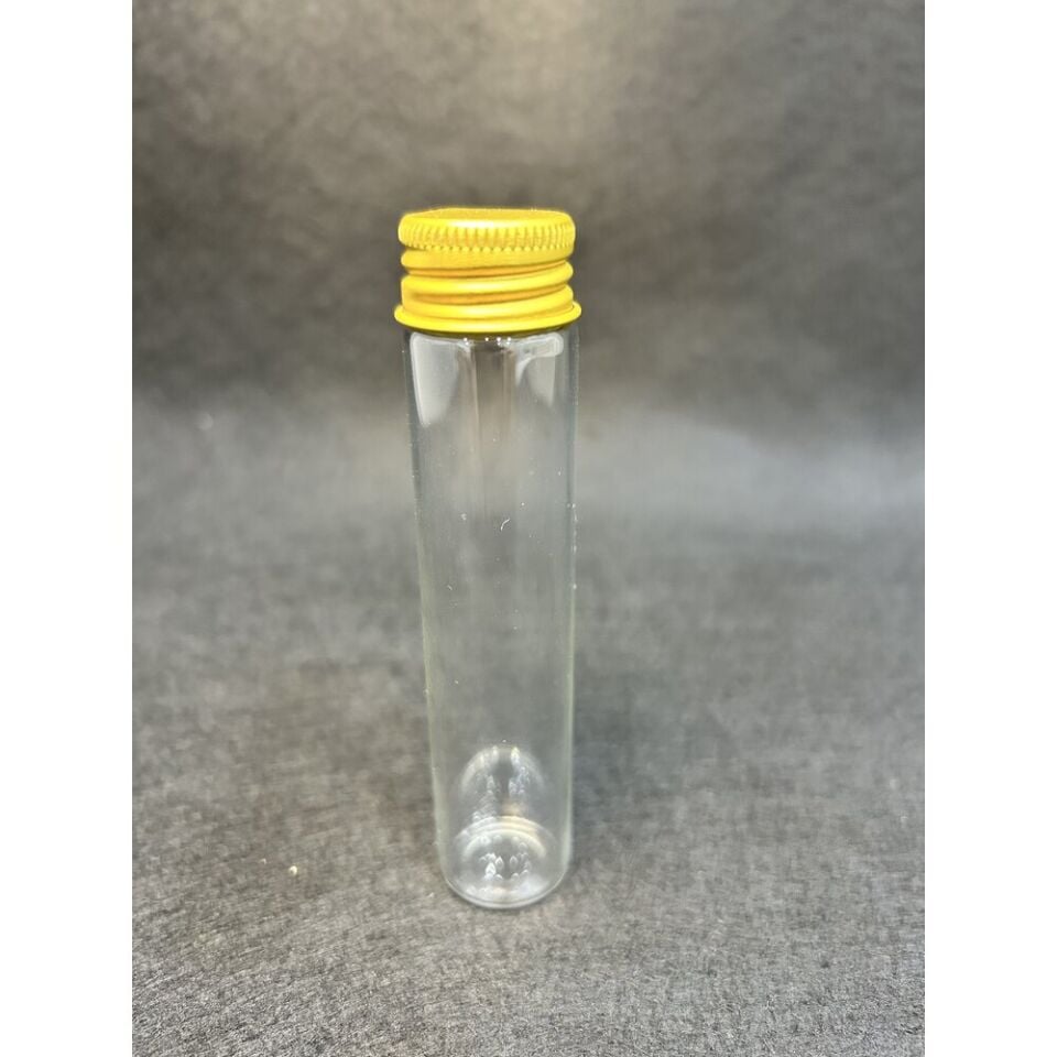 10cm Gold metal kapaklı cam tüp şişe (1 Kutu 300 Adet)