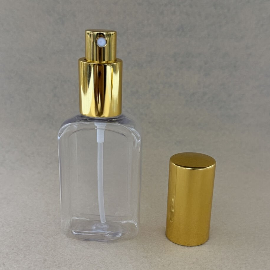 50ml Gold Sprey Başlıklı Plastik Dikdörtgen Şişe