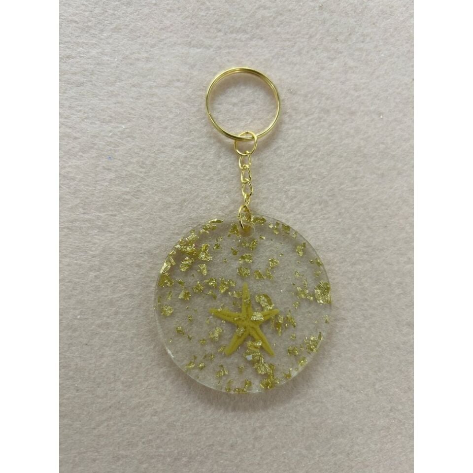 Yuvarlak Deniz Yıldızlı Epoksi anahtarlık (100 Adet)