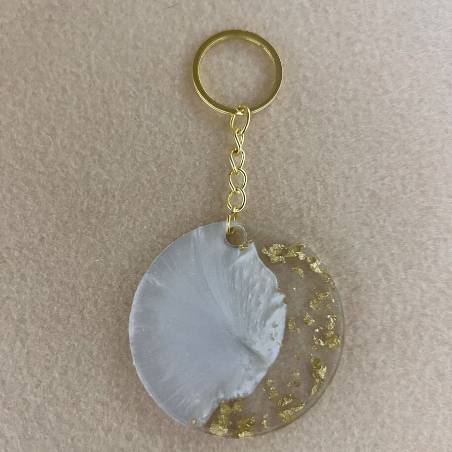 100 Adet Yuvarlak Sedef Gold Epoksi Anahtarlık