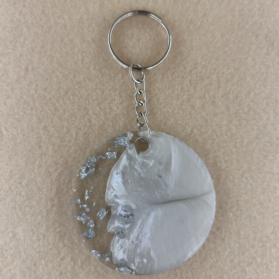 Yuvarlak Sedef Gümüş Epoksi Anahtarlık (100 Adet)