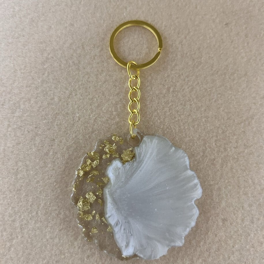 Tırtıklı Sedef Gold Epoksi Anahtarlık (100 Adet)