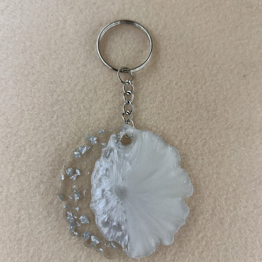 Tırtıklı Sedef Gümüş Epoksi Anahtarlık (100 Adet)