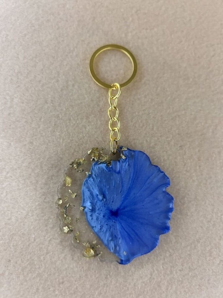 Tırtıklı Mavi Gold Epoksi Anahtarlık (100 Adet)