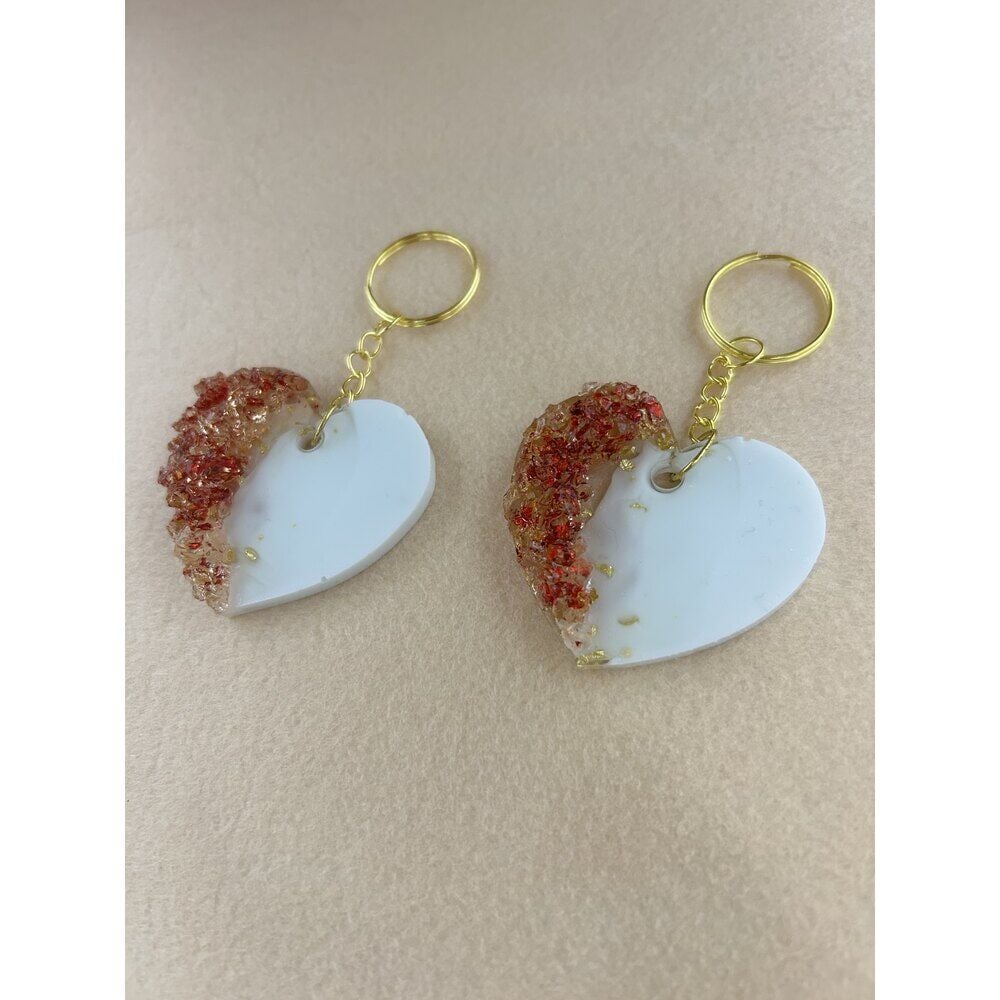 100 Adet Kırmızı Taşlı Kalp Anahtarlık