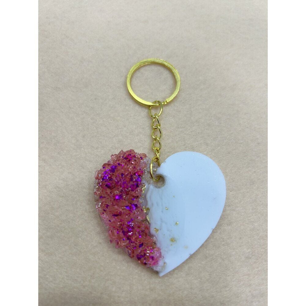 100 Adet Pembe Taşlı Kalp Anahtarlık