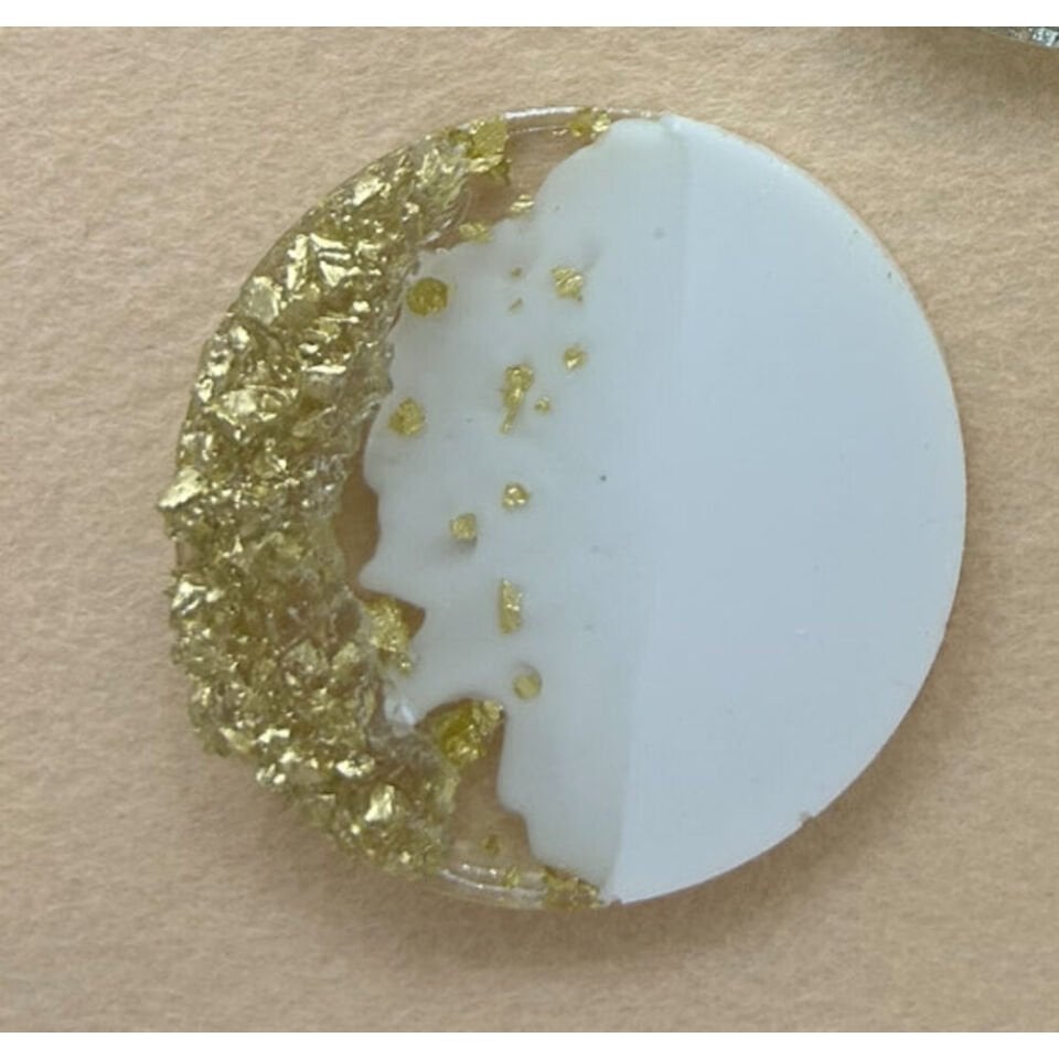 Yuvarlak Gold Taşlı Beyaz Zemin Epoksi Magnet