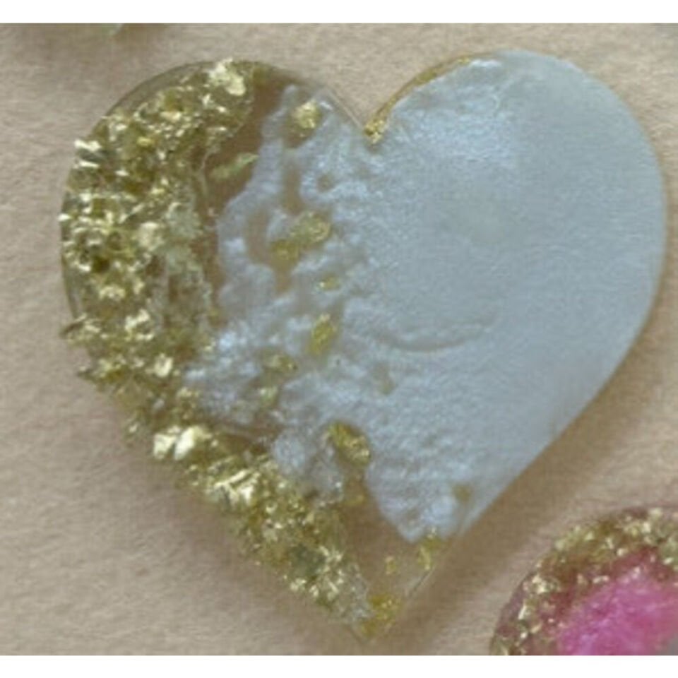 Gold Taşlı Kalpli Epoksi Magnet 100 Adet