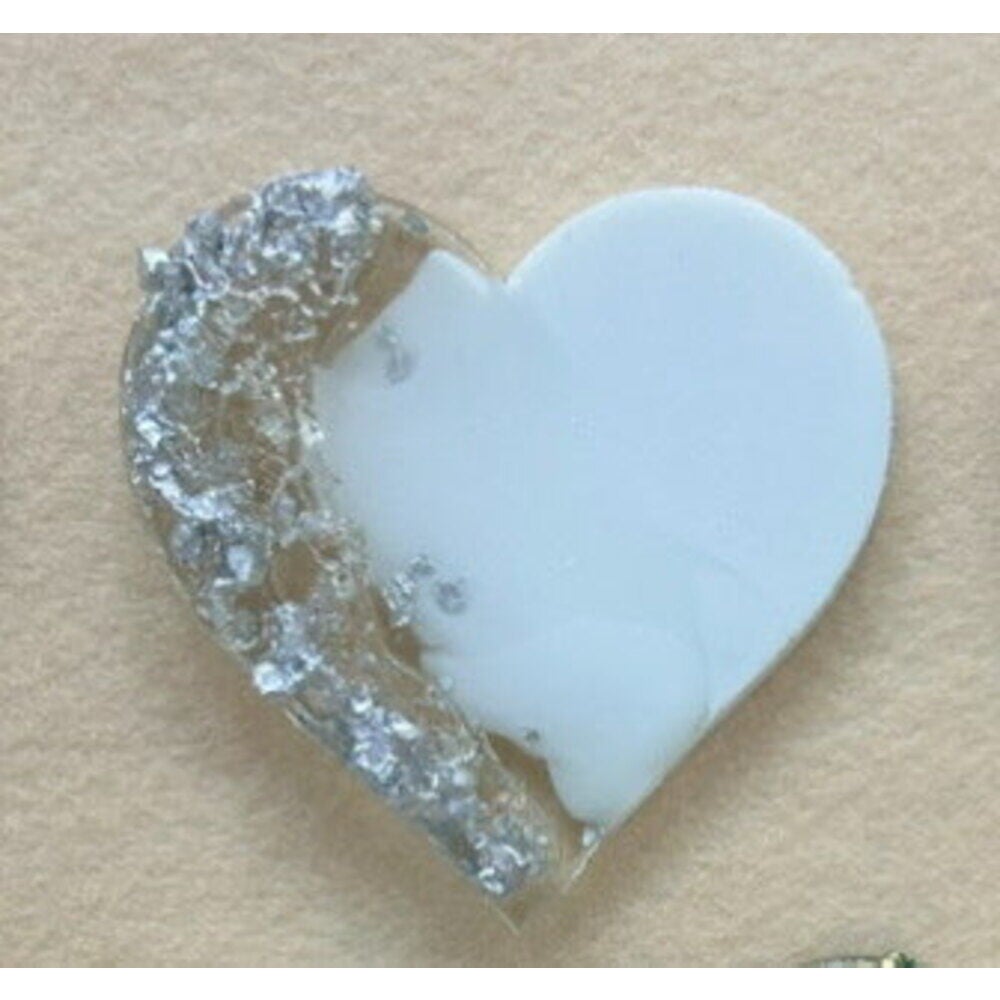 Gümüş Taşlı Kalp Epoksi Magnet 100 Adet
