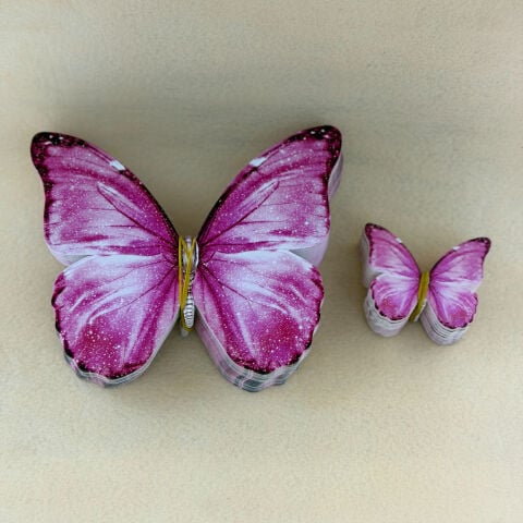Şişe Kartı Kelebek Pembe 50li Set