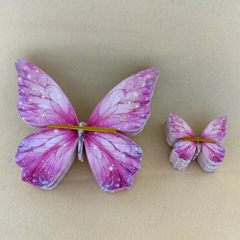 Şişe Kartı Kelebek Simli Pembe 50li Set