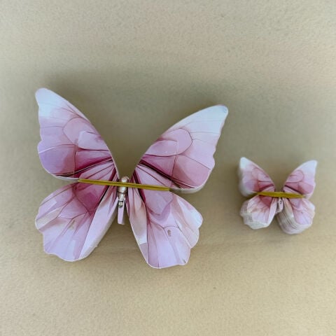Şişe Kartı Kelebek Pembe-Beyaz 50li Set
