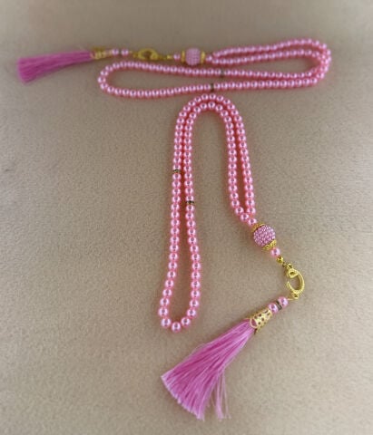 Pembe Cam İnci Tespih 12'Li Paket